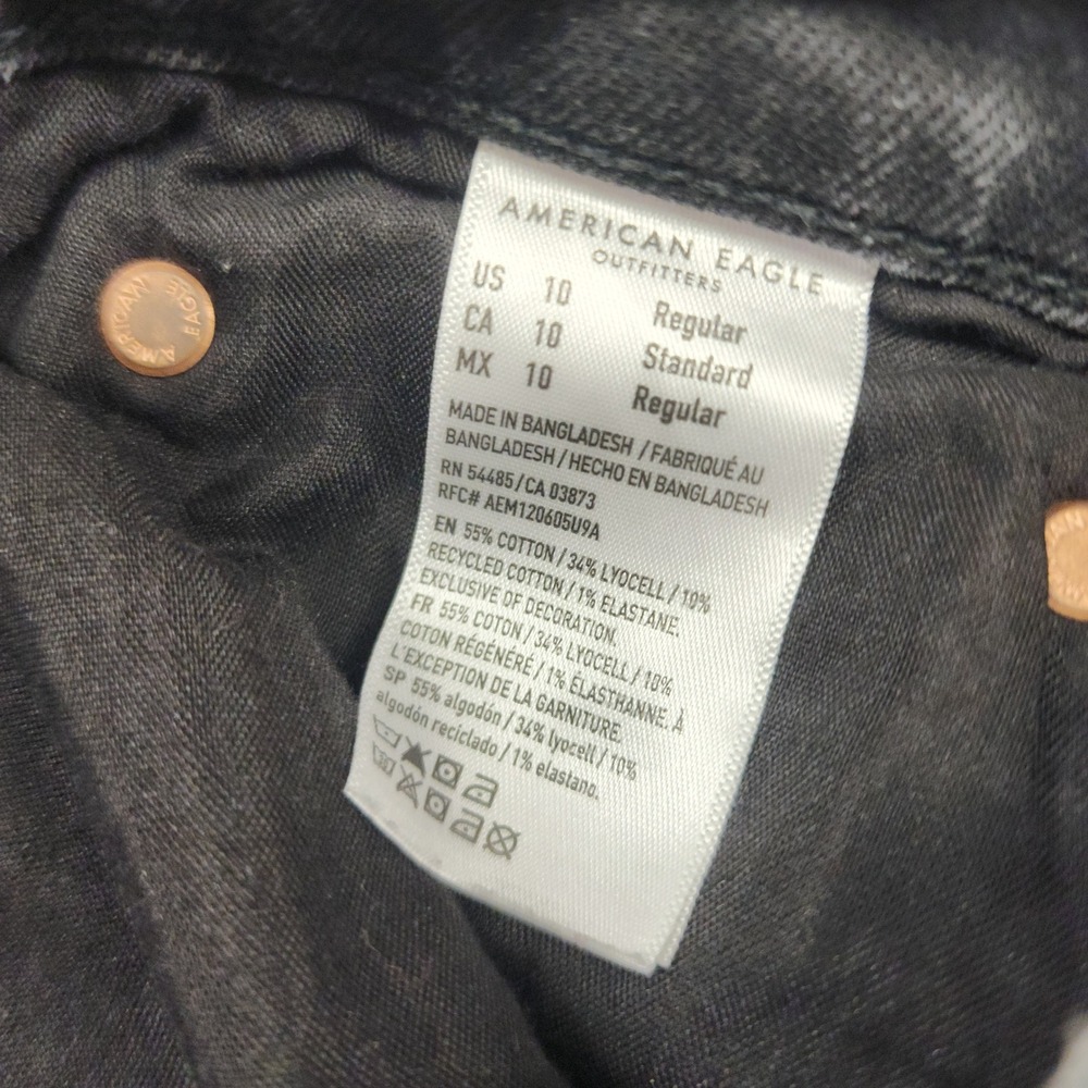 American Eagle 10 | Black Denim Cut Off‎ Shorts Stretch Raw Hem Summer - Picture 4 of 4